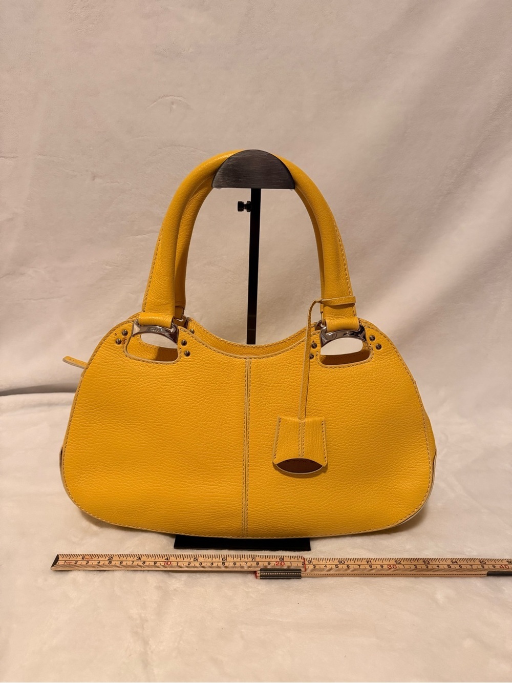 Tod's Miky Yellow Pebbled Leather Top Handle Shoulder Bag